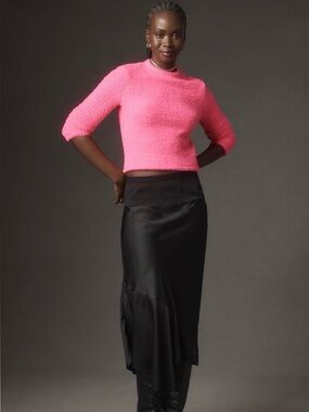 ANTHROPOLOGIE Mock Neck Fuzzy Sweater L